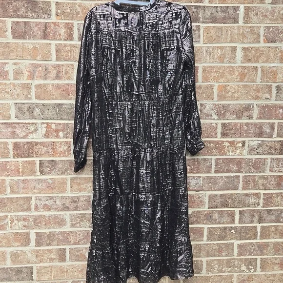 BA&SH Sophie metallic fil coupé silk-blend georgette midi dress Size XS